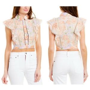 NWOT Alice + Olivia Embroidered Eyelet Blouse